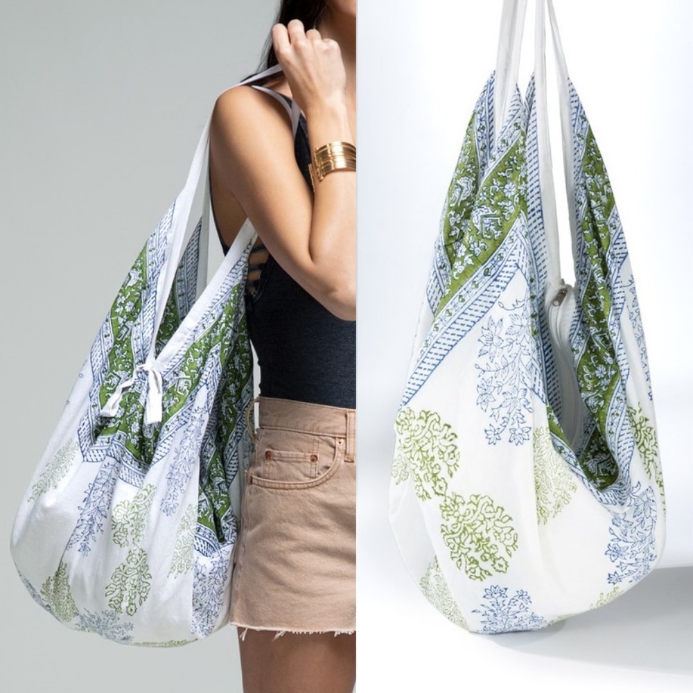 Hobo Beach Yoga Boho Chic Shoulder Bag - Handblock Ethnic & Floral Print